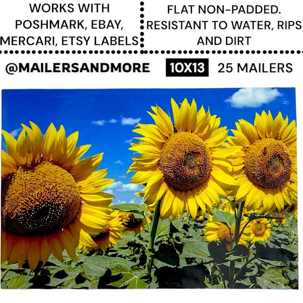 25 10X13 Poly Mailers Sunflower, Shipping Envelopes PRICE IS FIRM Fall - Picture 2 of 12
